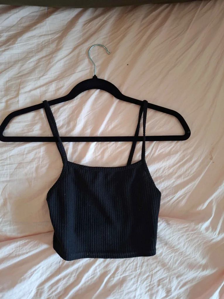Black Ribbed Crop Top thumbnail