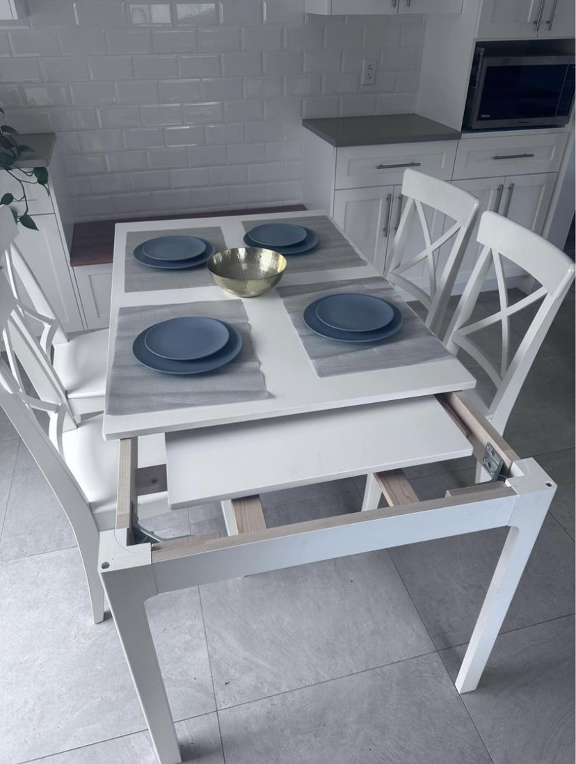 Can deliver—Ikea Ekedalen extendable table with 4 or 6 chairs.