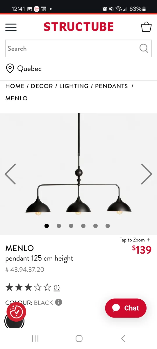 Menlo Black Pendant Light image indicator(2)