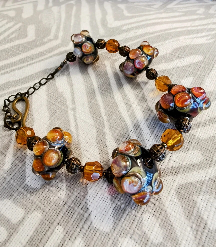 Vintage European Multicolored Millefiori Mosaic Bracelet