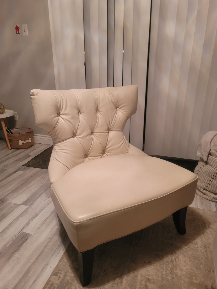 Beige Leather Accent Chair