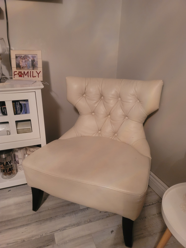 Beige Leather Accent Chair - photo 3