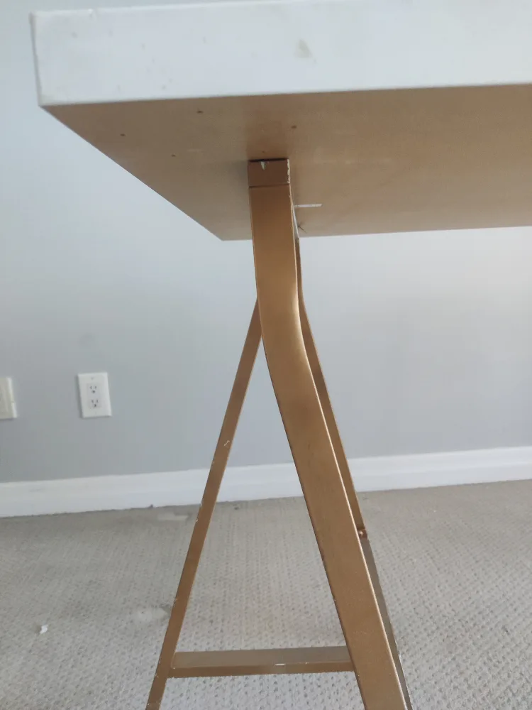 White Desk with Gold Trestle Legs image indicator(8)