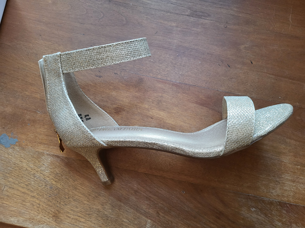 Gold Glitter Ankle Strap Heels - Dream Pairs