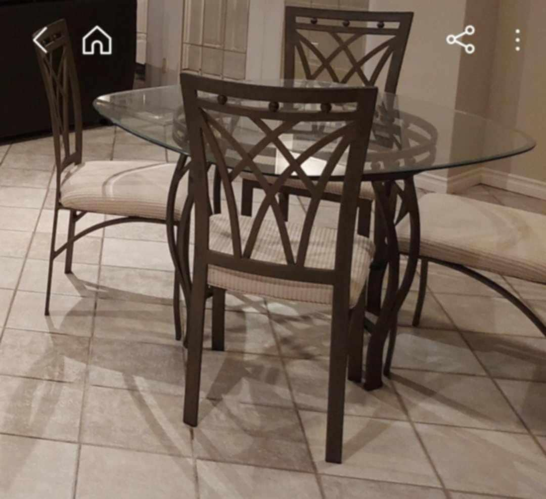 Glass Top Dining Table Set with 4 Chairs