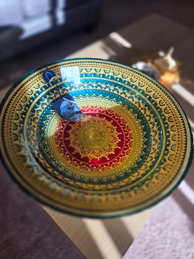 Decorative Glass Bowl with Gold Accents🧡 image indicator(2)