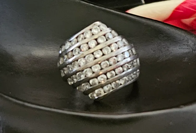 Sterling Silver 6 Row Clear Stone Cocktail/Statement Ring image indicator(9)