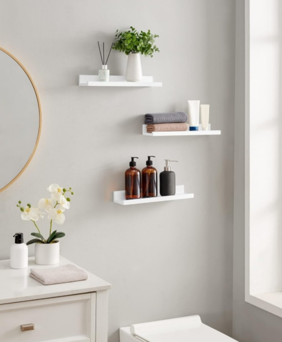 SONGMICS White Floating Shelves Set of 3