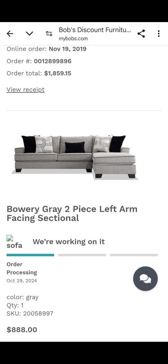 Gray 2 Piece Sofa Couch Sectional