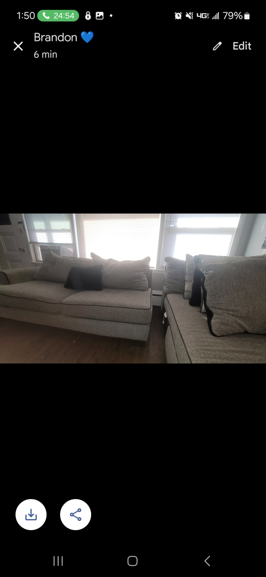 Gray 2 Piece Sofa Couch Sectional - photo 2