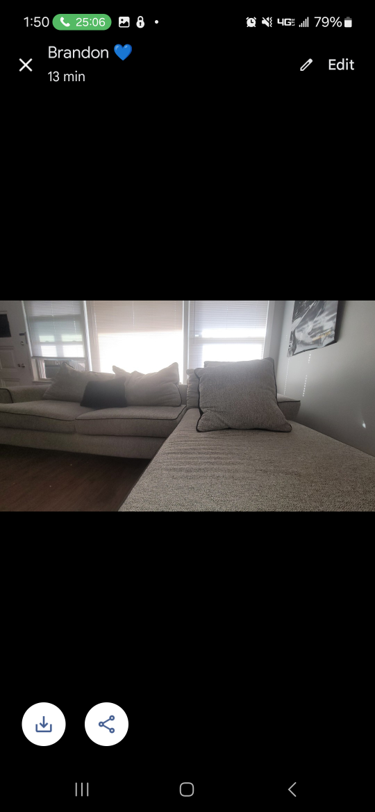 Gray 2 Piece Sofa Couch Sectional - photo 3