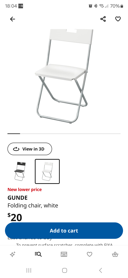 IKEA GUNDE Folding Chair - White (Set of 6) - photo 3