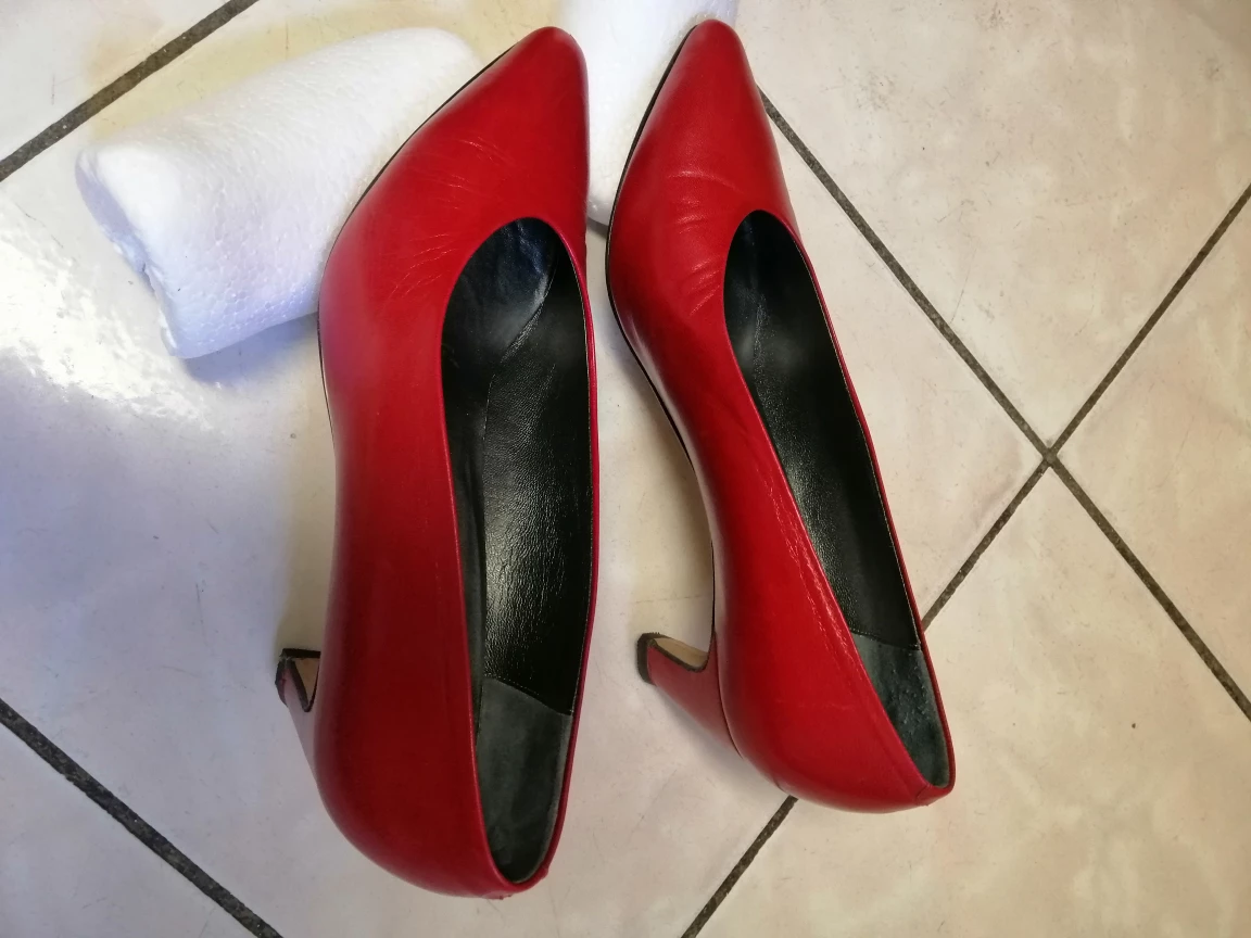 Red Leather Pumps, Size 8