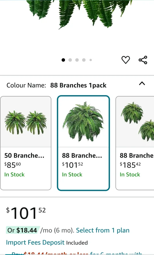 Artificial Boston Fern Plant 88 Branches image indicator(2)