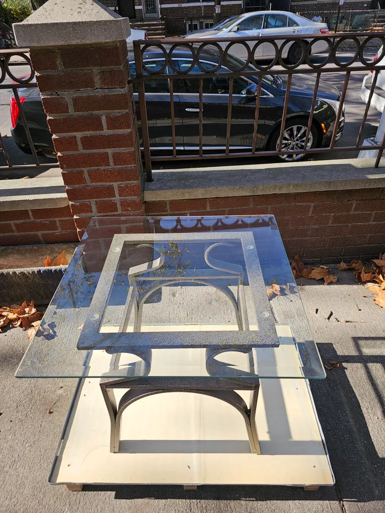 Square Beveled Glass Table Wrought Iron Frame image indicator(2)