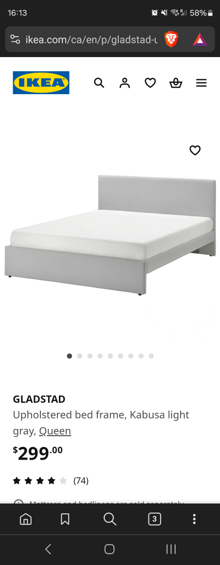 IKEA GLADSTAD Upholstered Bed Frame Queen - photo 5
