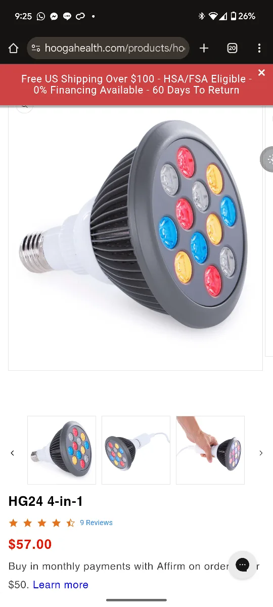 NEW Hooga 4 in 1 red light therapy light bulb with eye goggles thumbnail