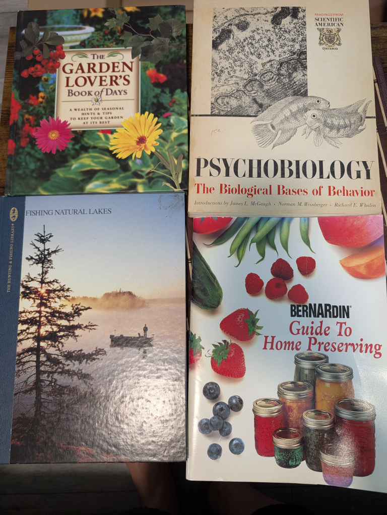 Lot of 4 Books - Garden, Psychology, Fishing, Preserving
