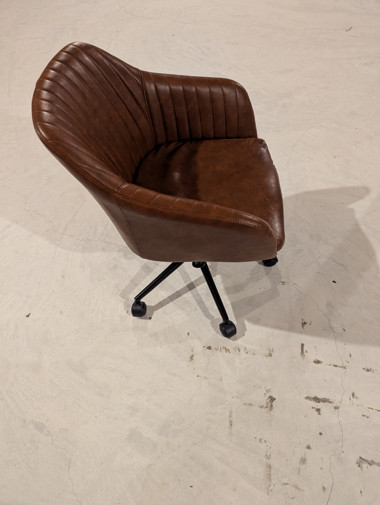 Brown Leather Swivel Office Chair - photo 3