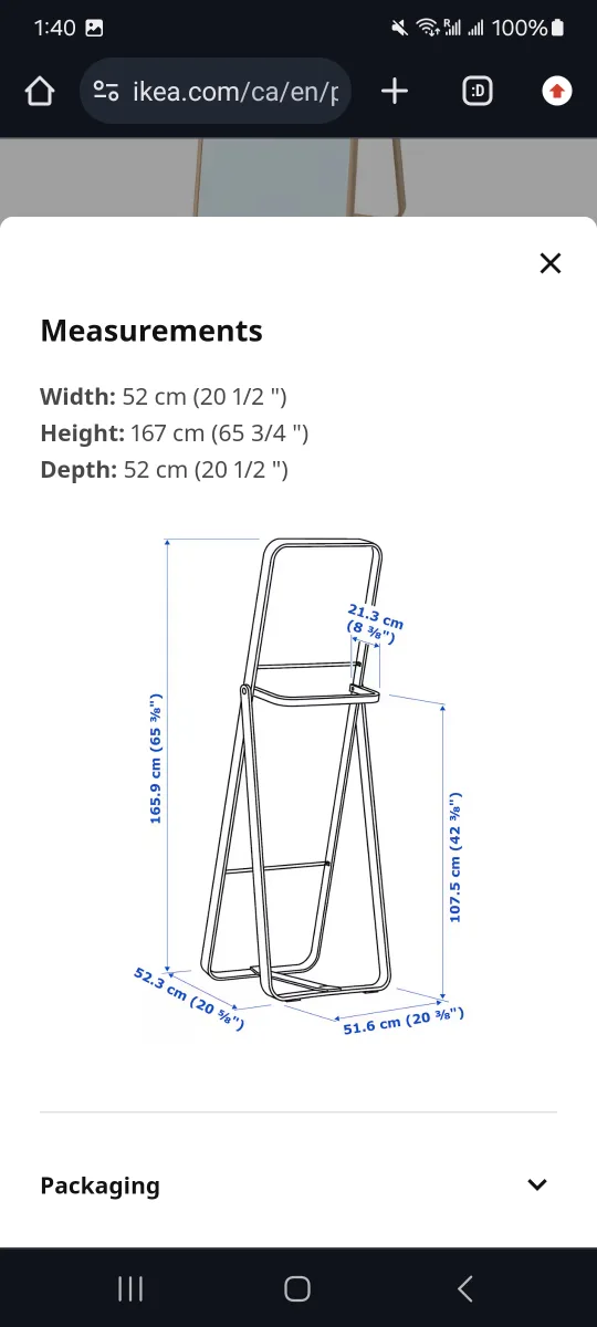 IKEA IKORNNES Full Length Wood Standing Mirror image indicator(4)