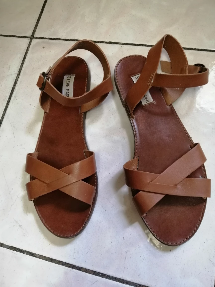 Steve Madden Brown Leather Sandals shoes size 40