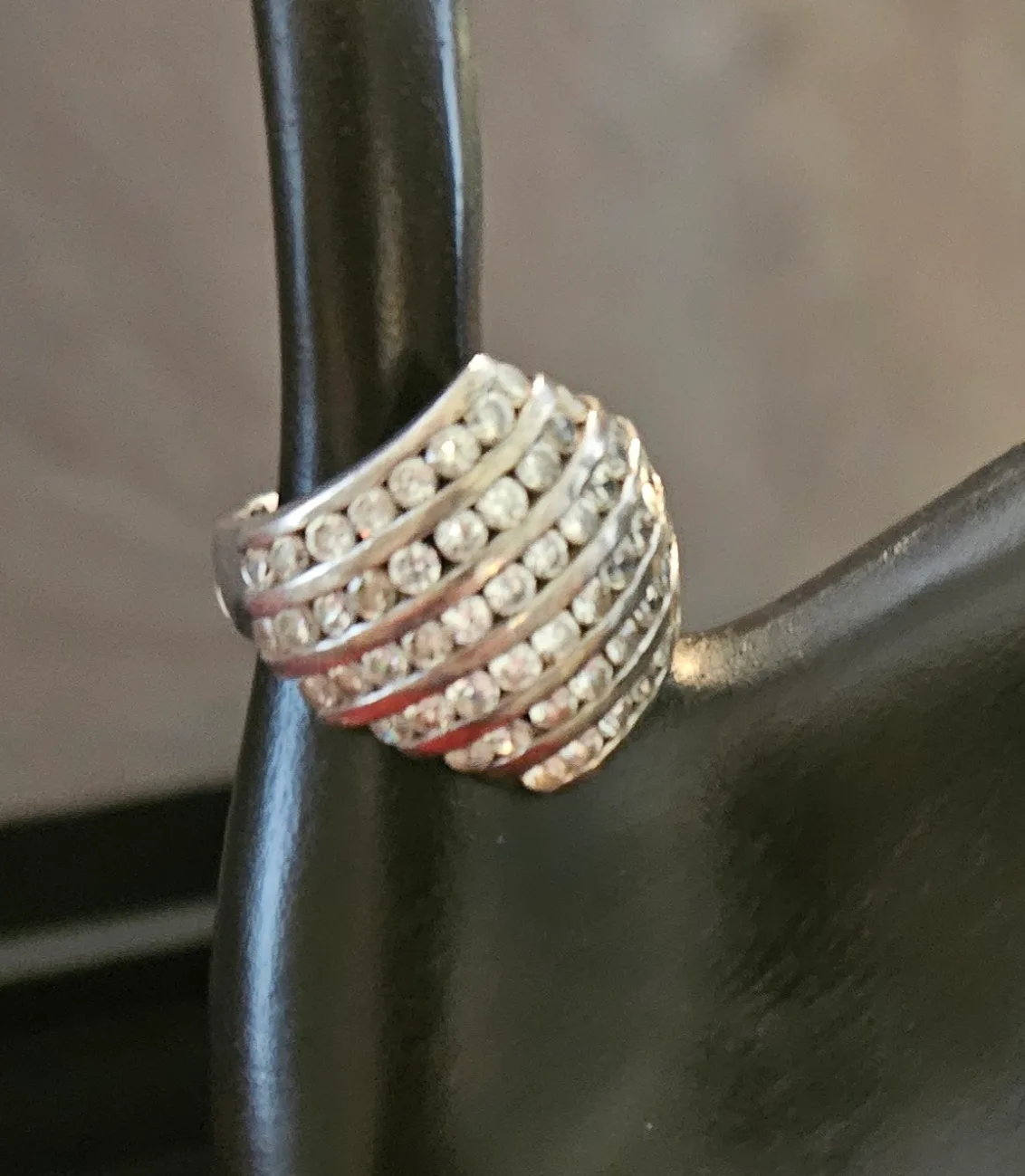 Sterling Silver 6 Row Clear Stone Cocktail/Statement Ring image indicator(6)