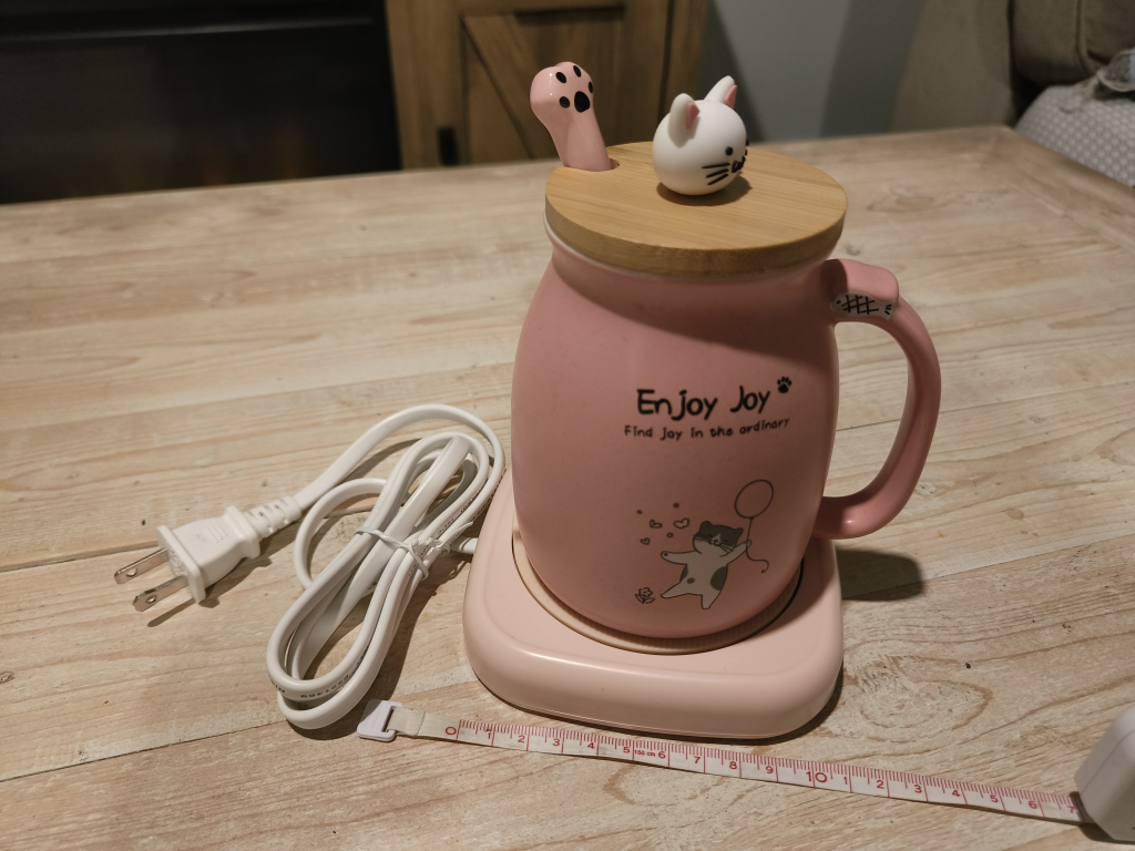 Smart Coffee Mug Warmer and Cute Cat Mug Set