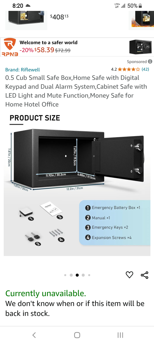 KabiSafe 0.5 Cub Small Safe Box, Home Safe with Digital Keypad - photo 5