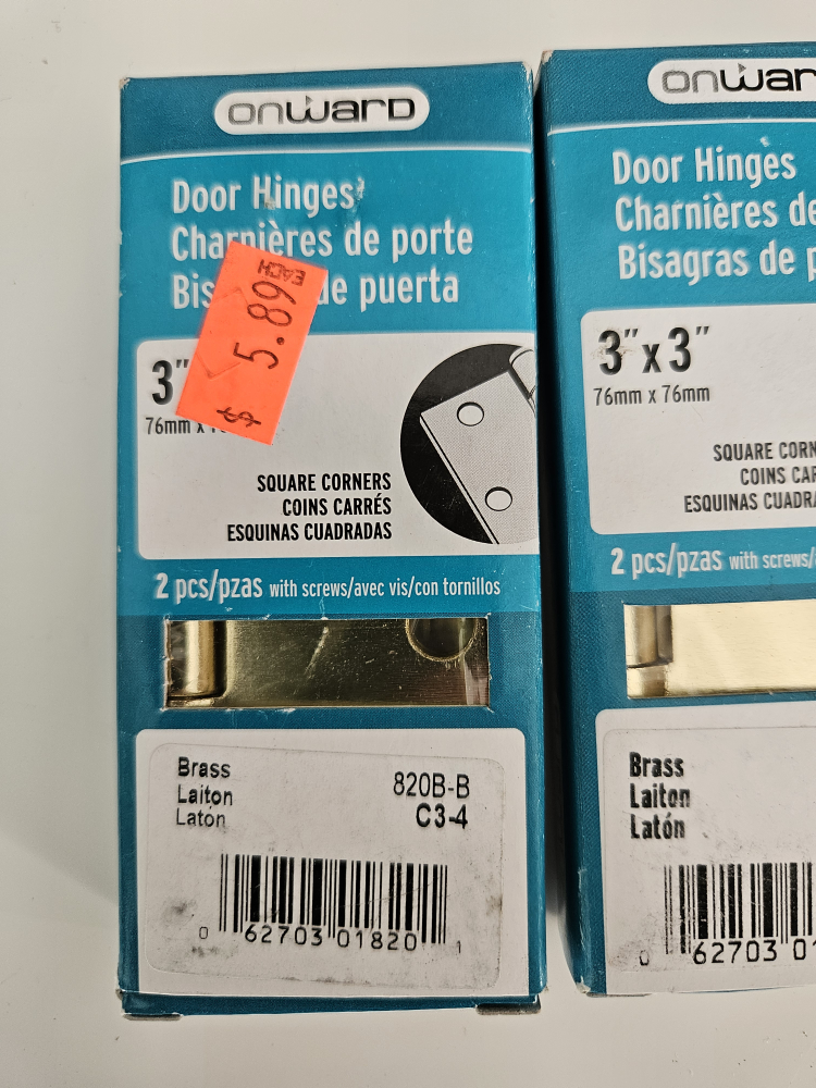 Onward 3'' x 3'' Brass Door Hinges (2 Pack) - photo 2
