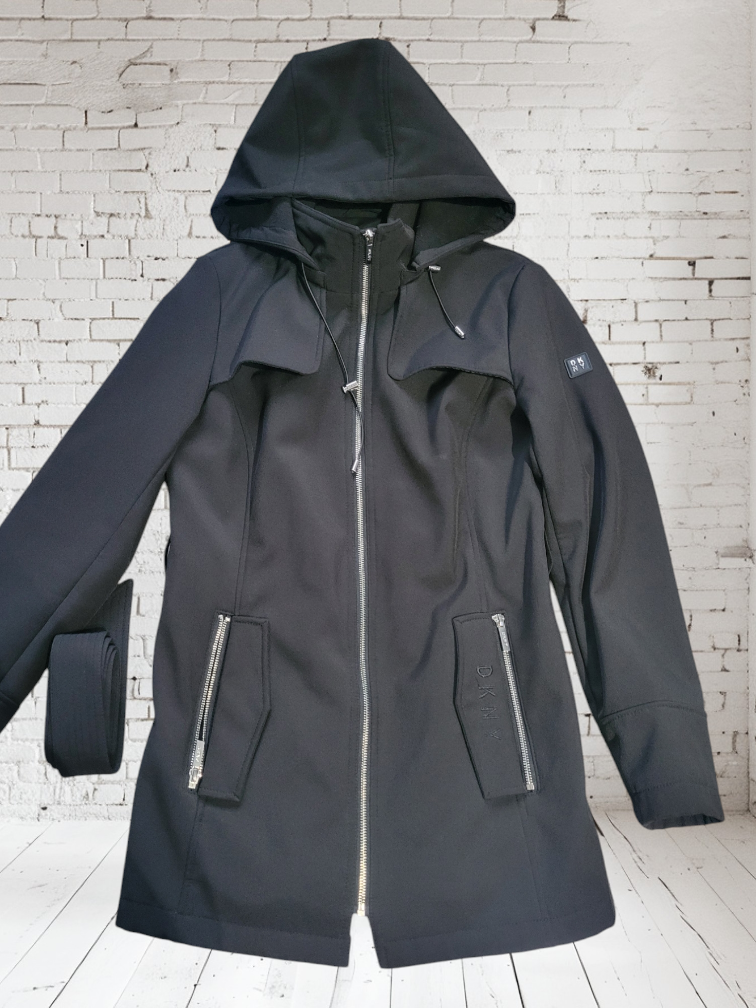 DKNY Waterproof Black Hooded Jacket