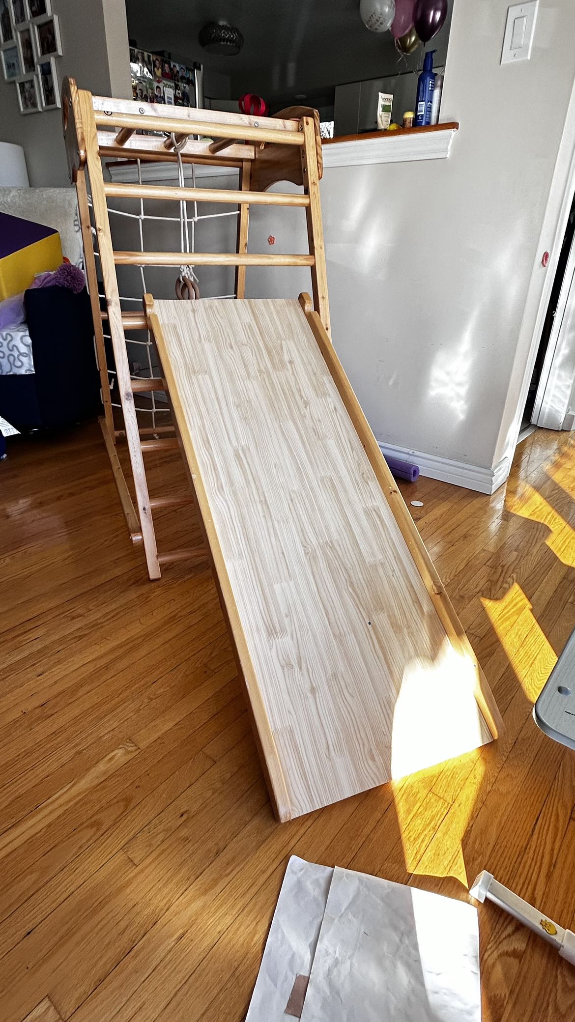 Wooden Toddler Gym with Slide - $100 - photo 3