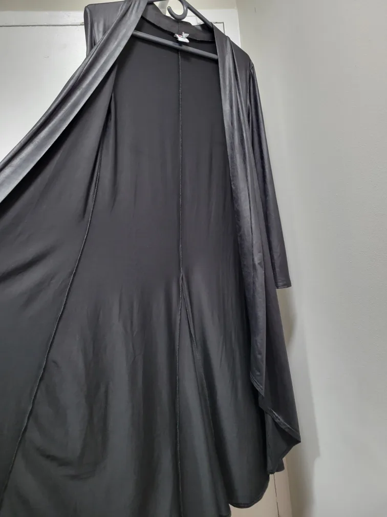 Black Faux Leather Long Cardigan image indicator(5)