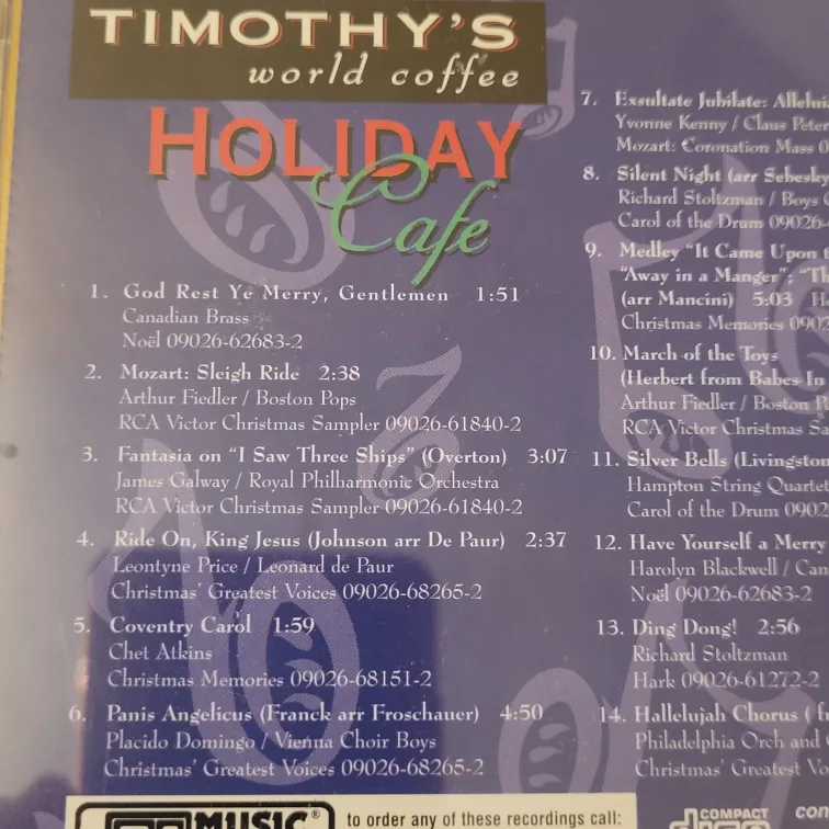 Timothy's World Coffee Holiday Cafe CD image indicator(2)