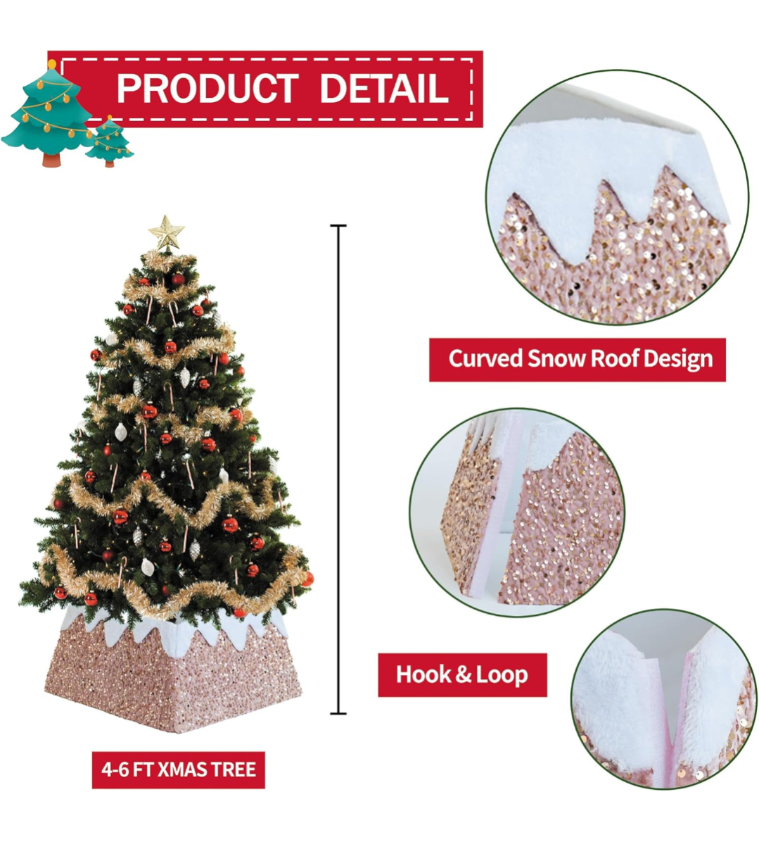Pink Sequin Christmas Tree Skirt collar - photo 3