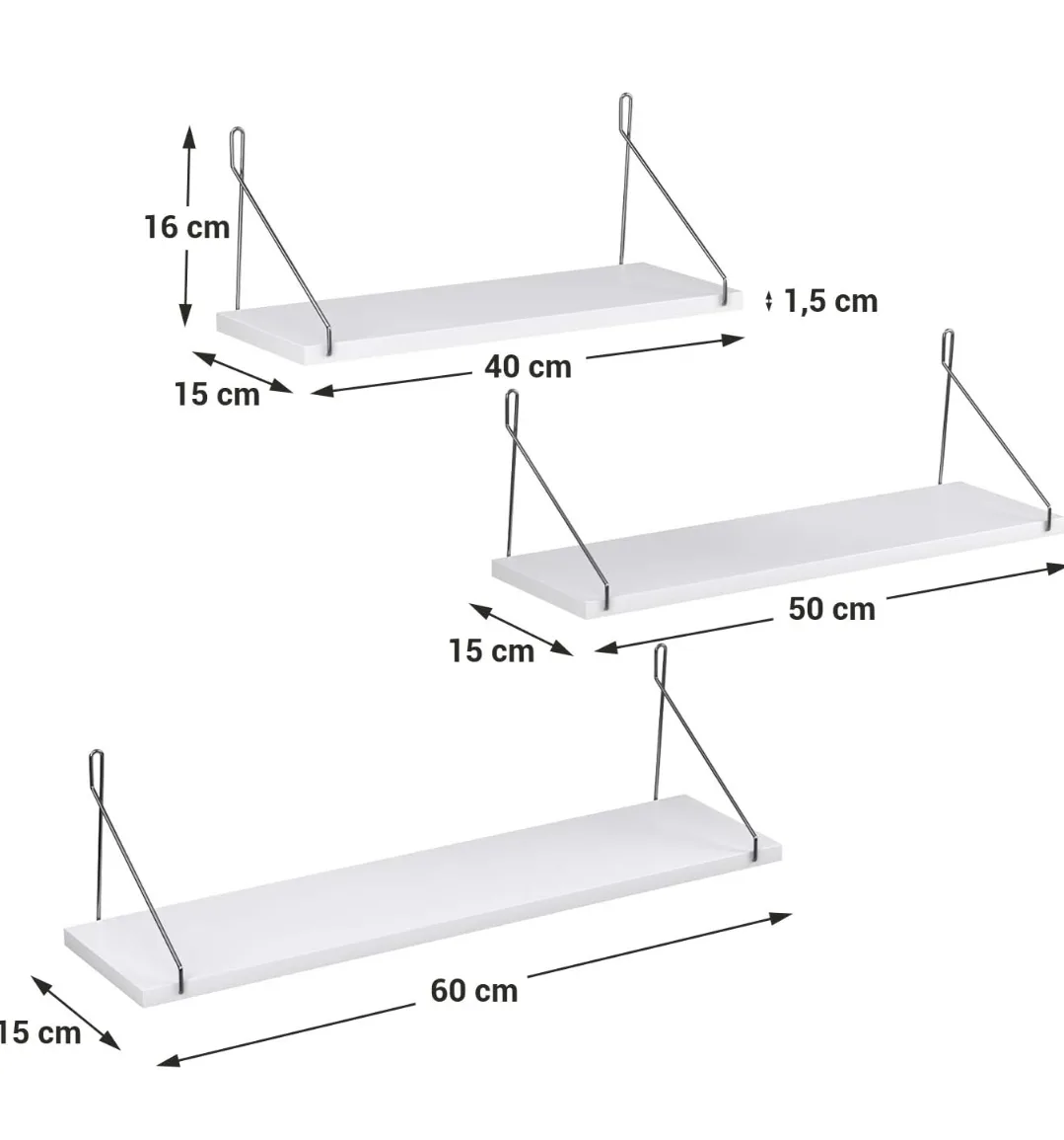 Wall Shelves, Floating Shelf Set of 3, for Living Room 3 sizes image indicator(6)