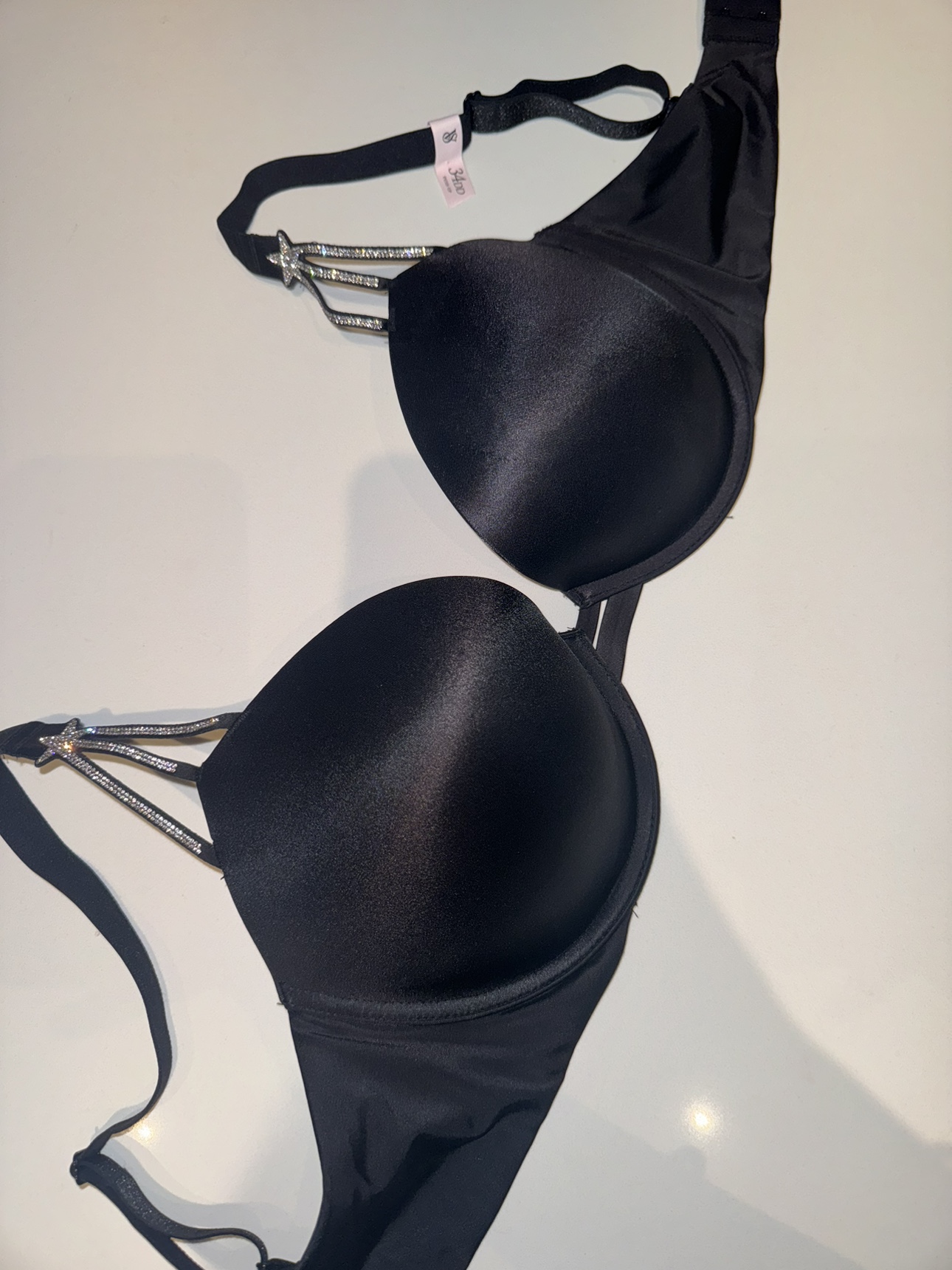 Victoria's Secret Black Bra with Rhinestone Straps