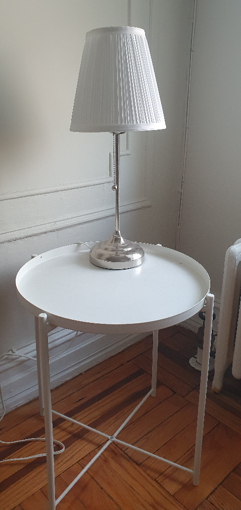 White Side Table with Lamp