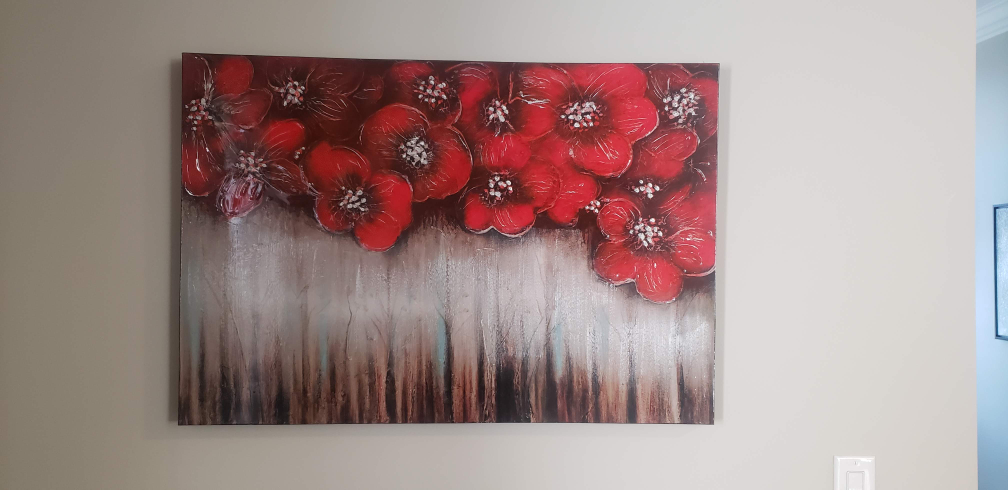 Red Floral Canvas Wall Art