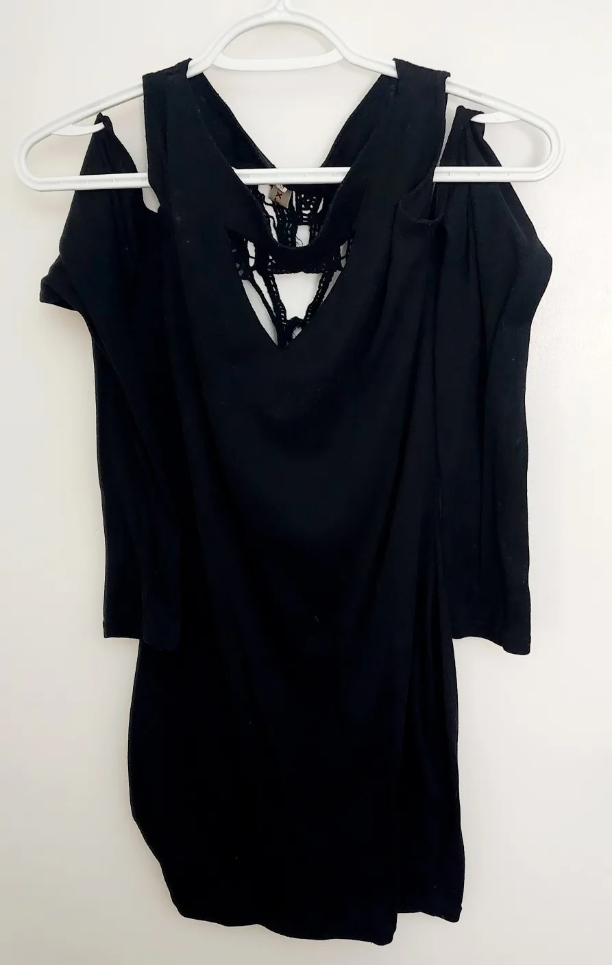 Black Cold Shoulder Top with Skull Cutout thumbnail