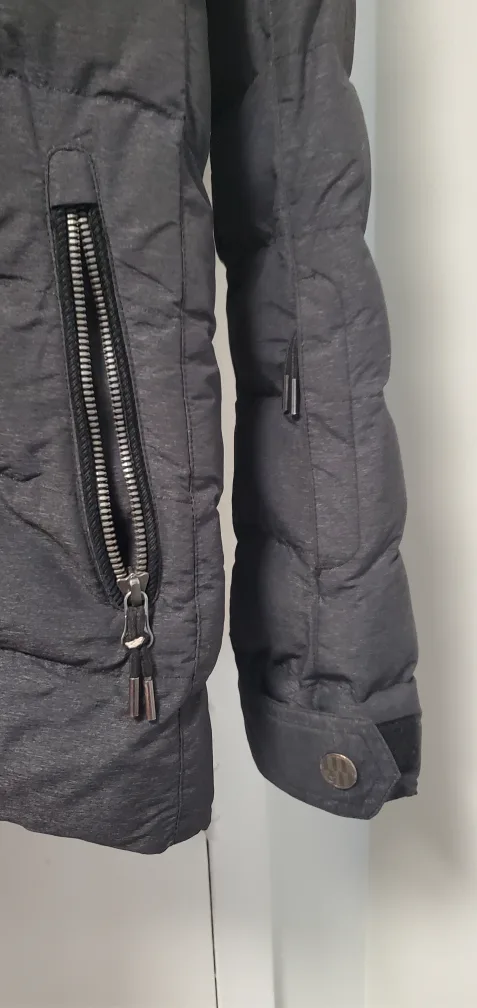 Grey Winter Puffer Jacket with Fur Hood image indicator(7)