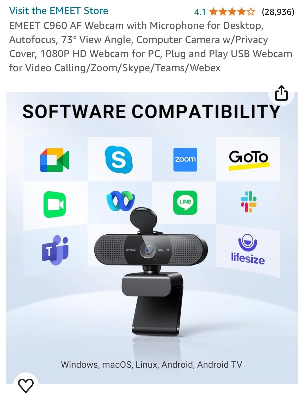 EMEET C960 Webcam, I have in stock image indicator(3)