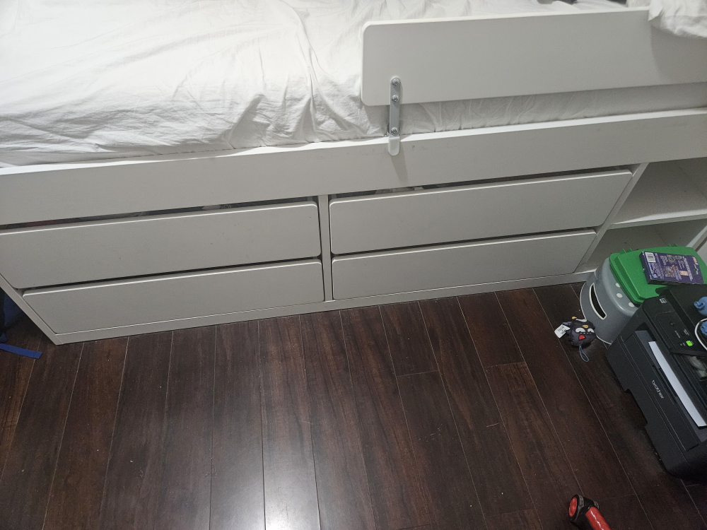 IKEA twin Bed Frame with 4 Drawers & 2 book shelves