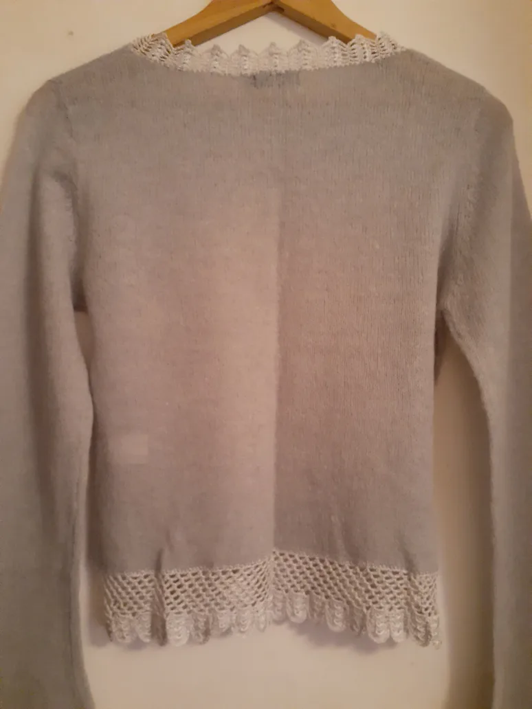 Light Grey Sweater with Lace Detail image indicator(2)