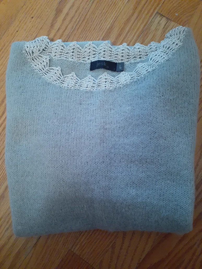 Light Grey Sweater with Lace Detail image indicator(3)