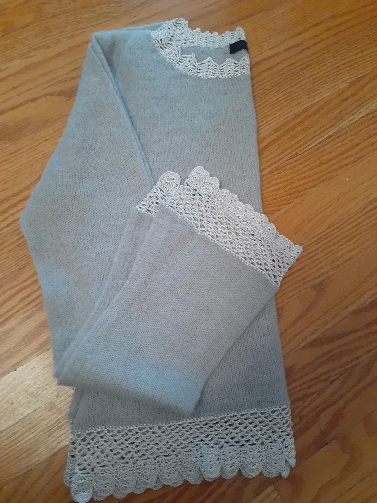 Light Grey Sweater with Lace Detail image indicator(4)