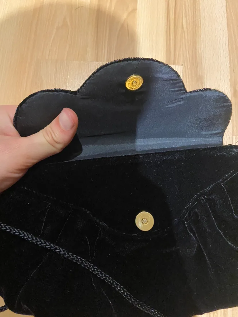 Black Evening Clutch Bag with Beaded Detail image indicator(5)