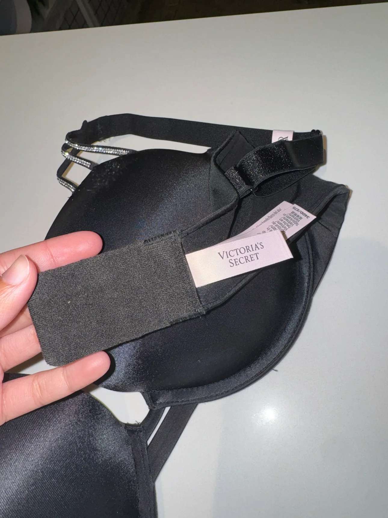 Victoria's Secret Black Bra with Rhinestone Straps image indicator(4)