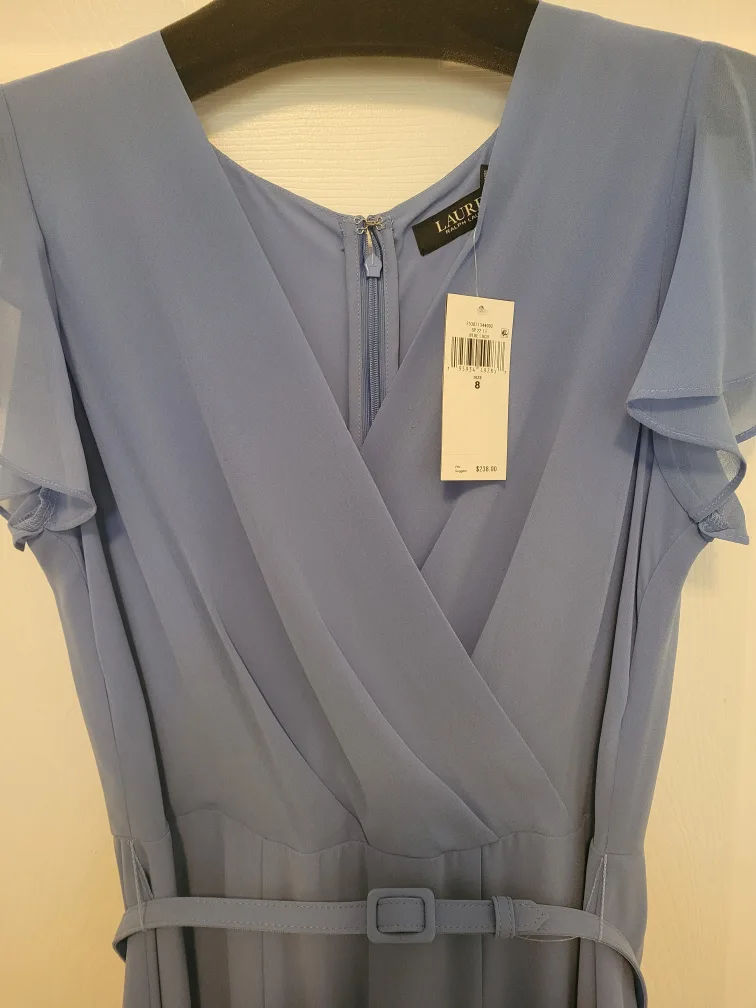 NEW Ralph Lauren Women's Ruffle-Trim Chiffon Dress - Size 8 image indicator(9)