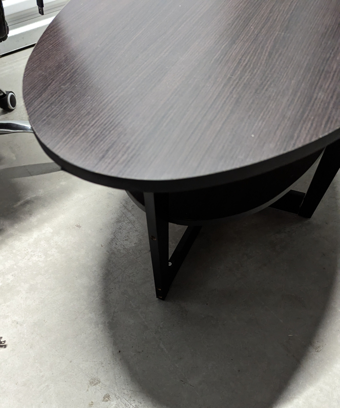 Black Oval Coffee Table with Shelf - photo 2