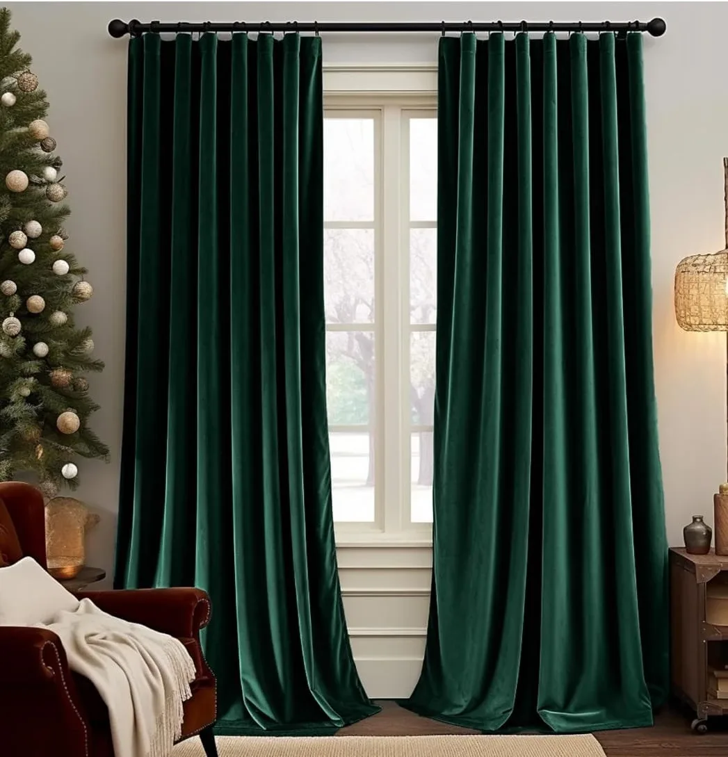Green Velvet Curtains thumbnail